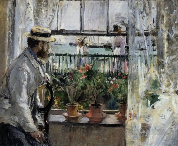  Berthe Lienzo - Eugene Manet en la isla de Wight Berthe Morisot